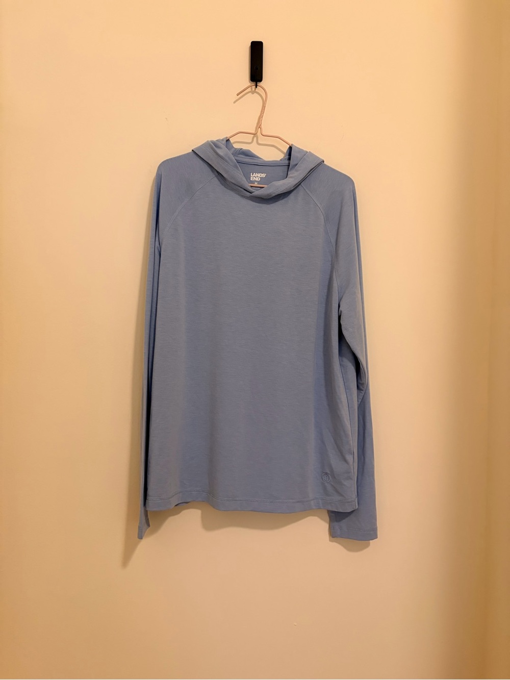 Lands' End Powder Blue Lightweight Hooded Pullover Sun Hoodie Rash Guard.